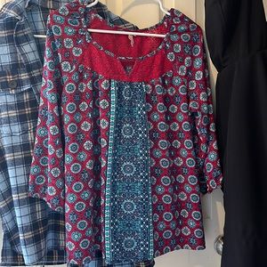 Woman’s dressy blouse, boutique style. Vibrant colors